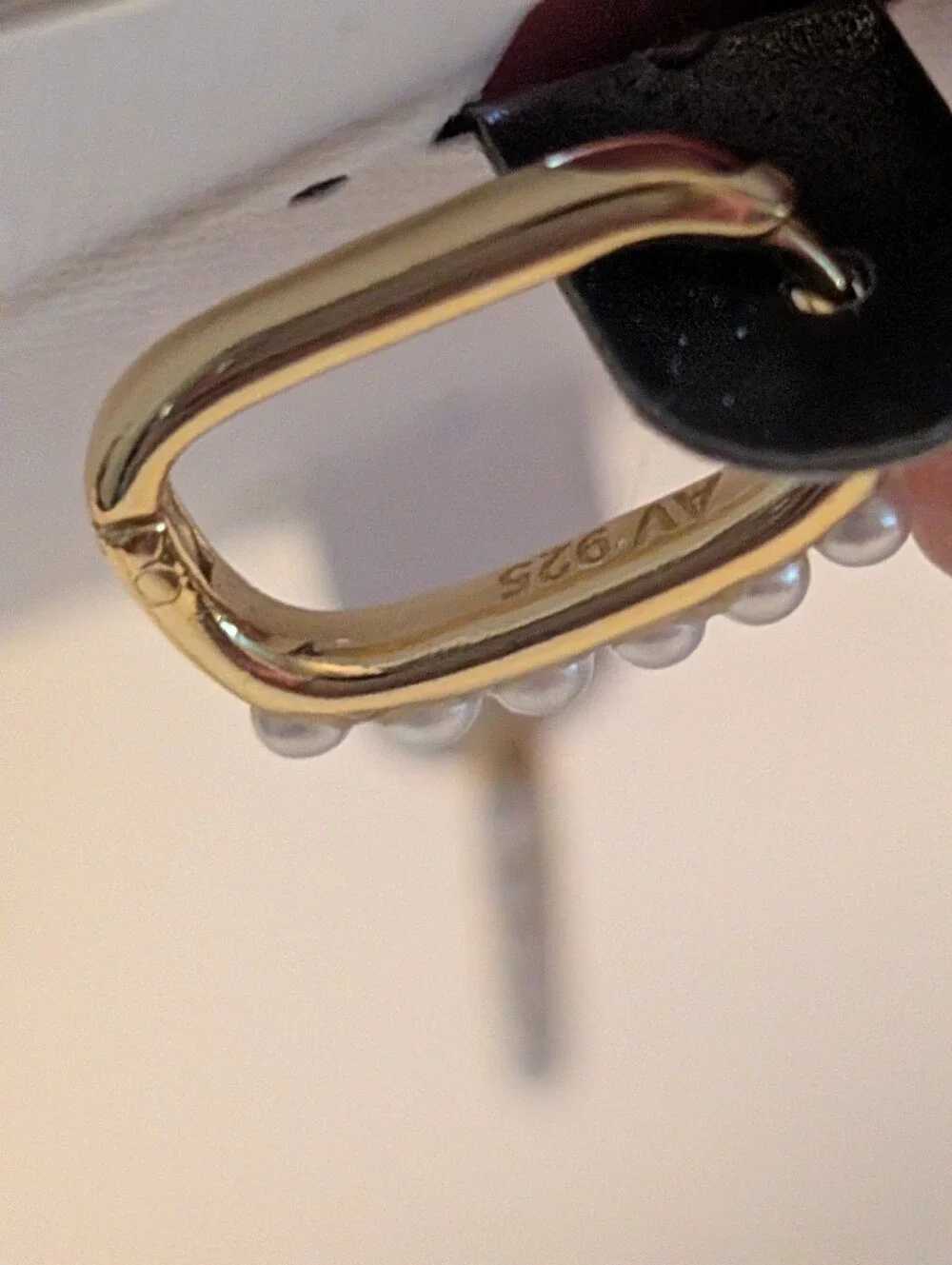 Argento Vivo Gold-Plated Hoop Earrings with White Pearls - Picture 3 of 5